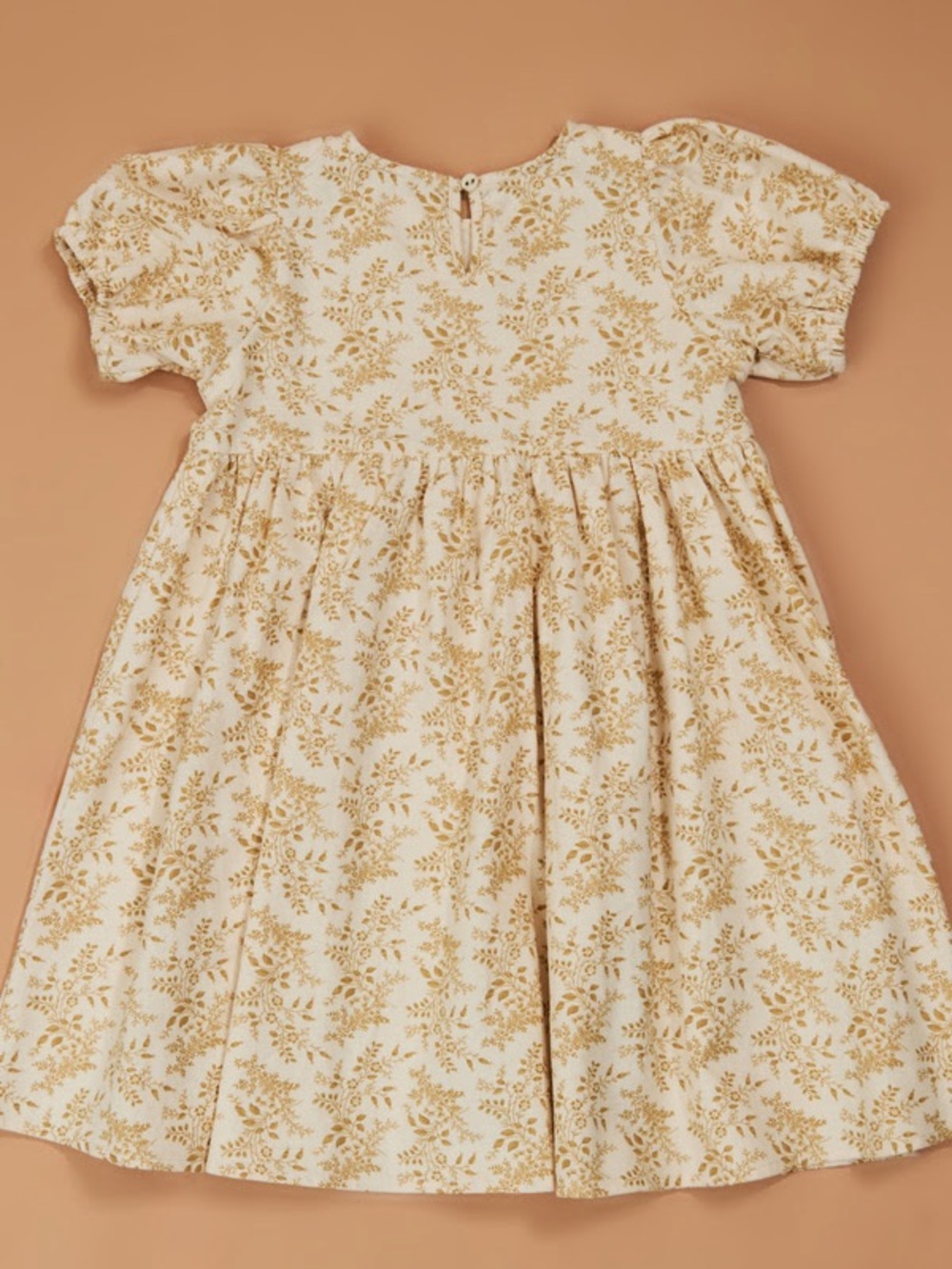 Altar'd State Cream and Gold Floral Casual Kids Dress